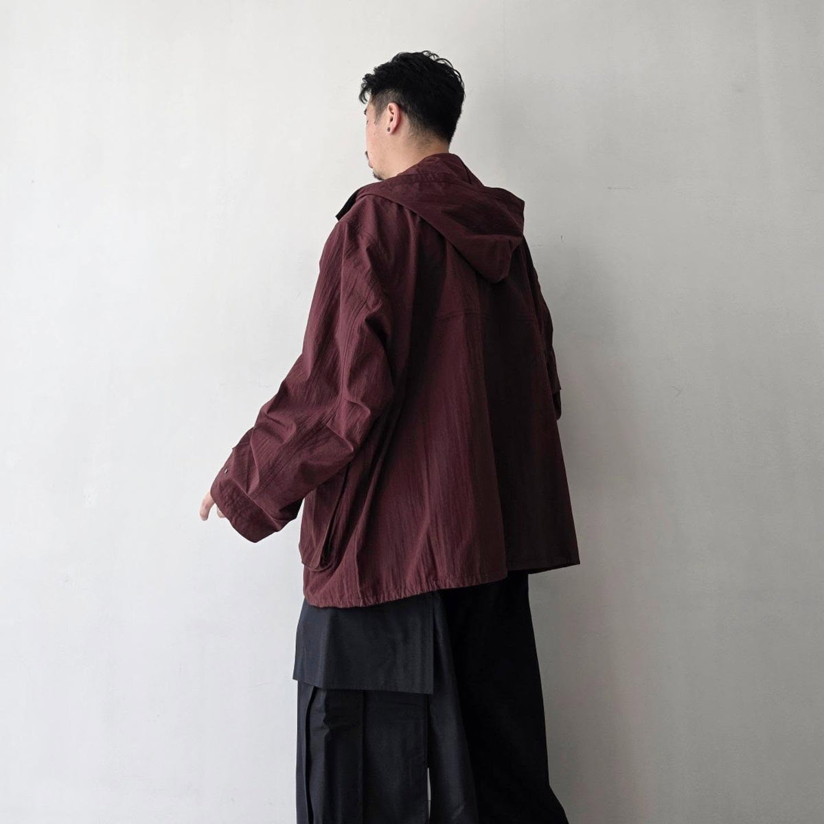 ANCELLM / Wrinkled Nylon Over Hoodie (Marron)