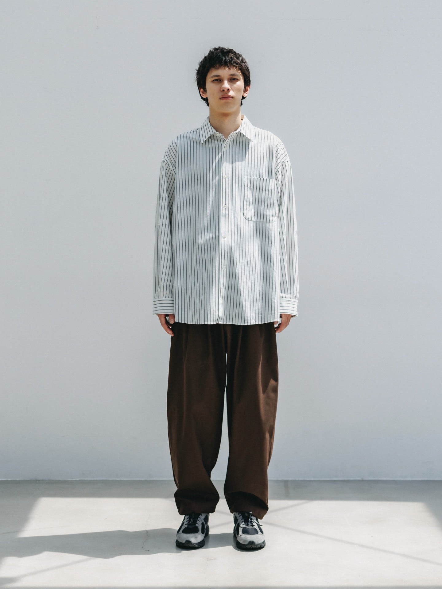 CLESSTE / Thick / Thin Stripe 46G Knit Everyday L/S Shirt (White Stripe)