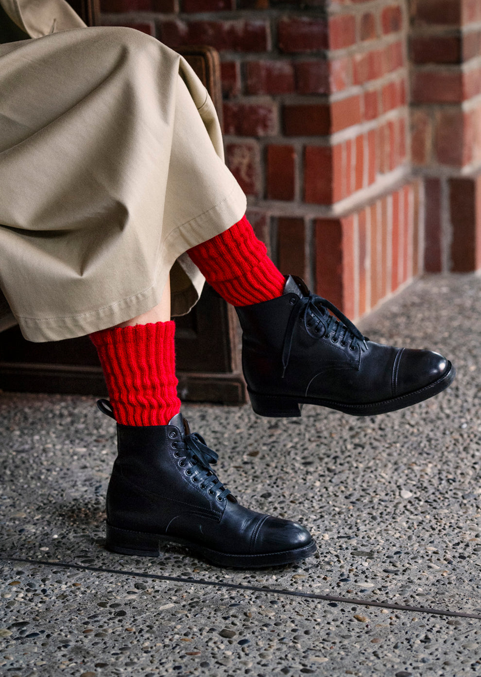 ROTOTO / Loose Pile Crew Socks (Green)