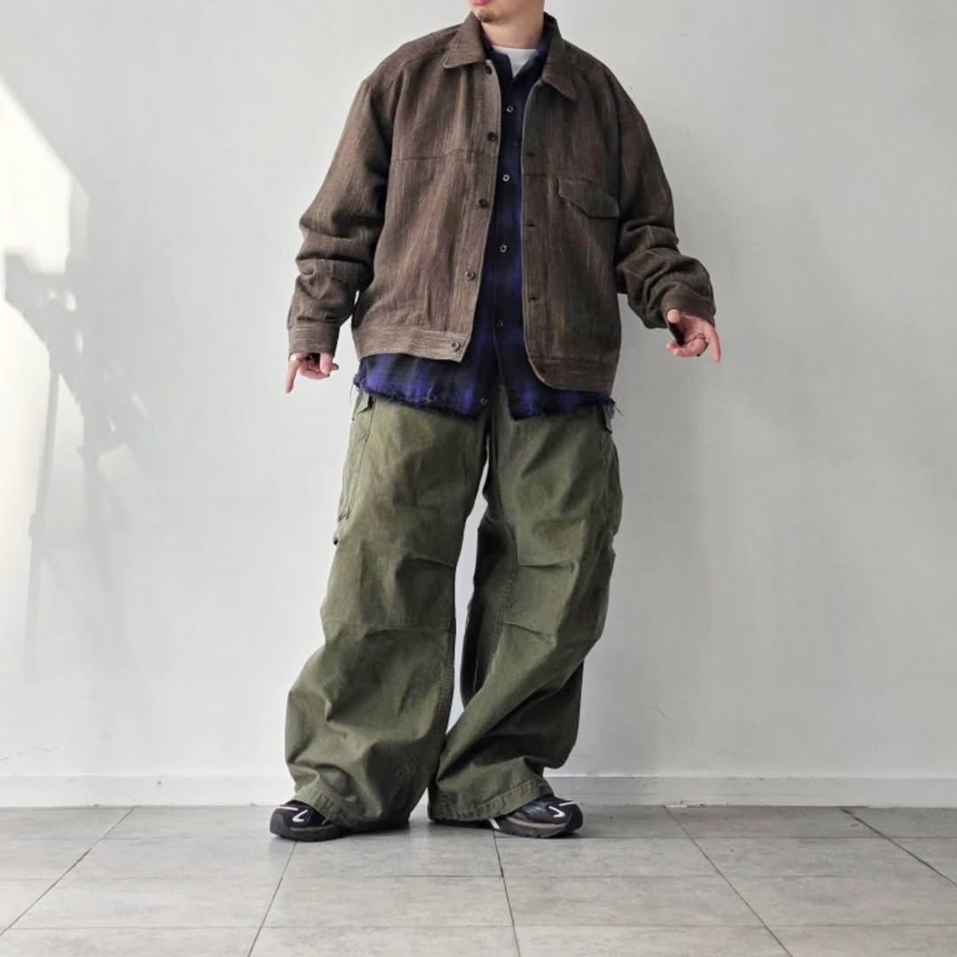 ANCELLM / Melange Wool Work Shirt Blouson (Brown)