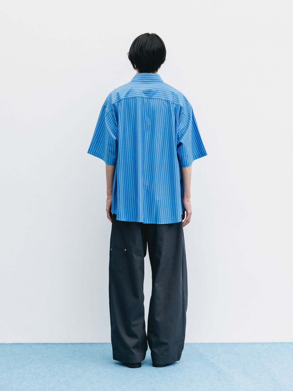 CLESSTE / Thick/Thin Stripe 46G Knit Everyday S/S Shirt (Sax Blue Stripe)