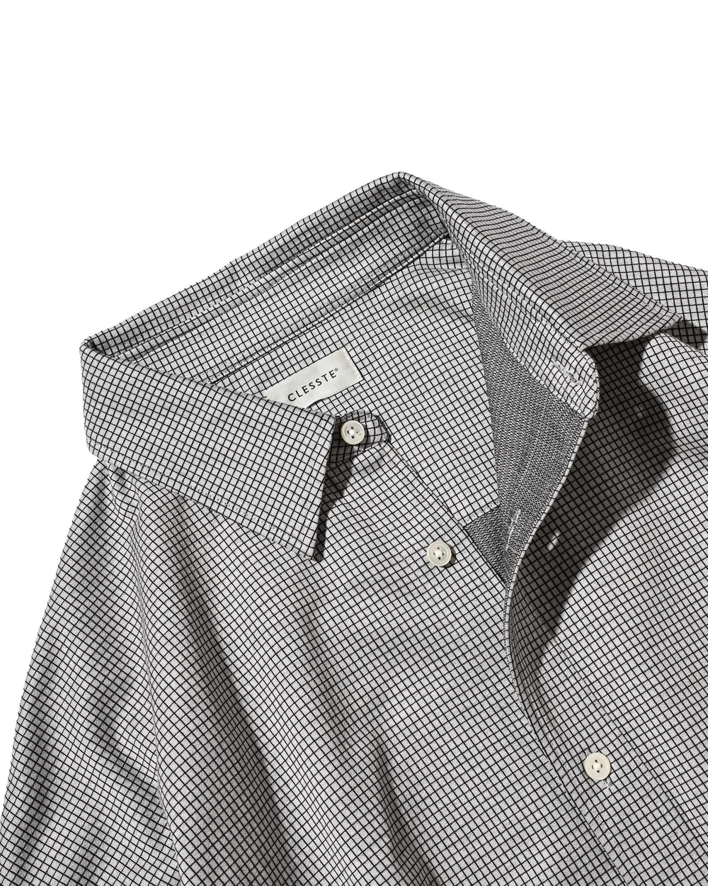 CLESSTE / Mini Grid Check 36G Knit Everyday S/S Shirt (White x Black)