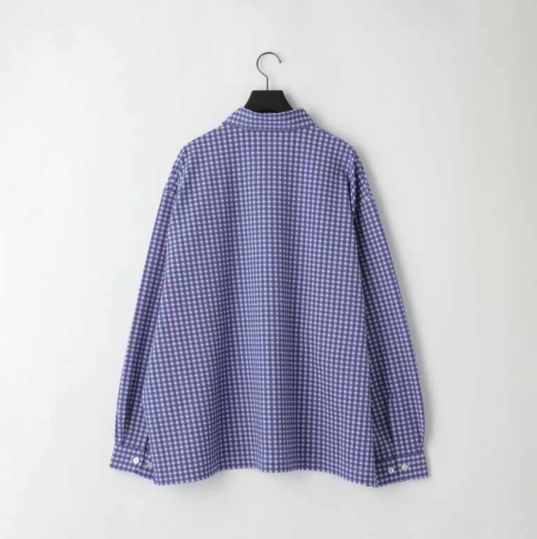 KANEMASA PHIL / 36G Wool Check Balise Shirt (Blue White)