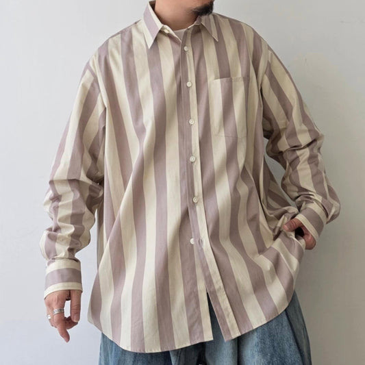 REVERBERATE / Regular Collar Shirt - ST (Beige x Lavender)