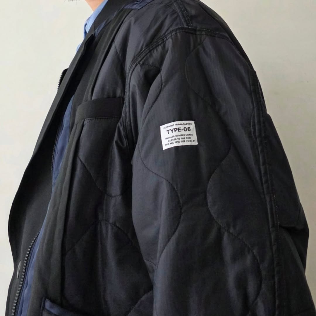 ELEPHANT TRIBAL FABRICS / Hybrid Quilting Liner (Black)