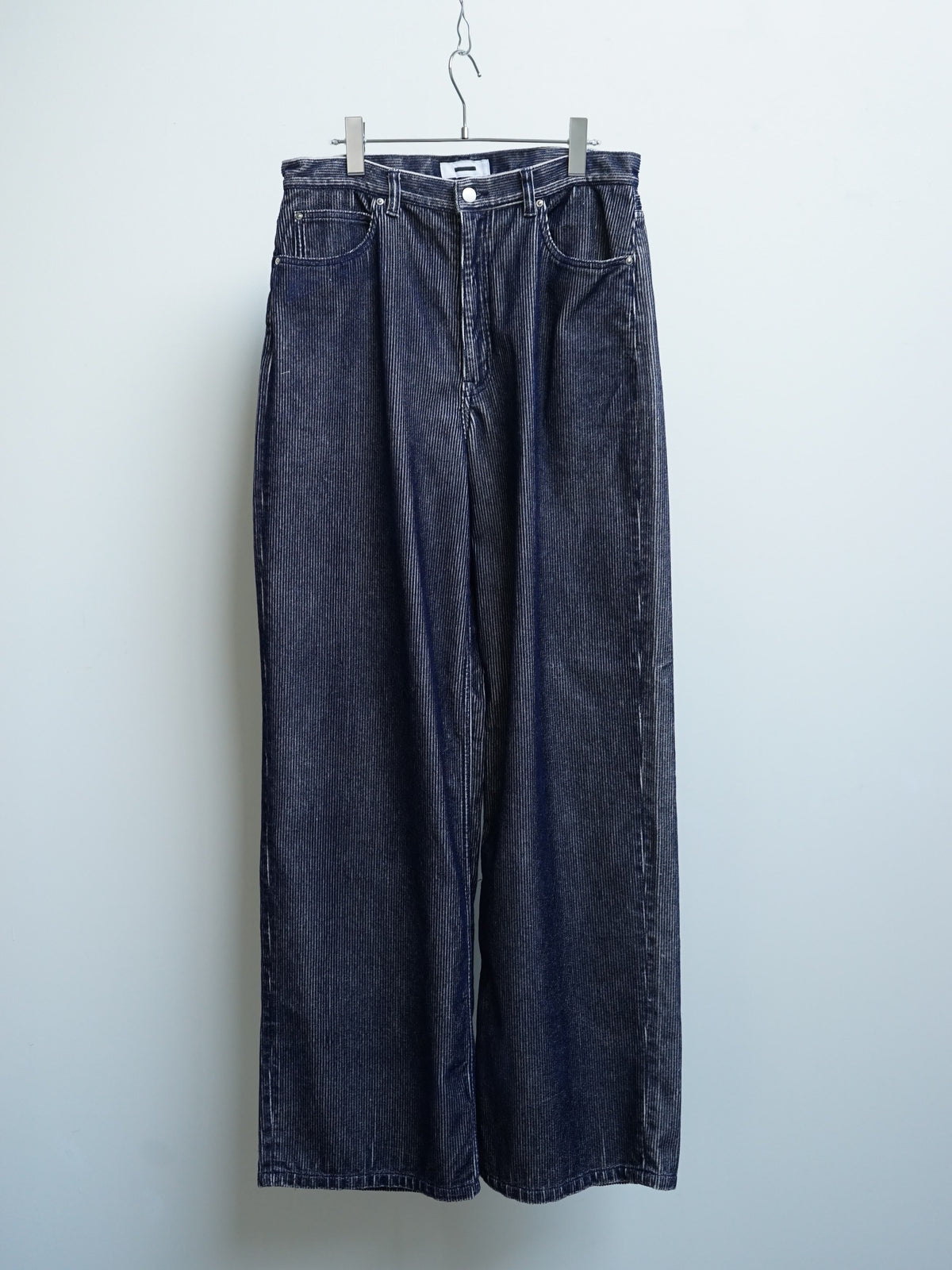 REVERBERATE / Flocky Corduroy Pants - Wide (Light Grey x Navy)