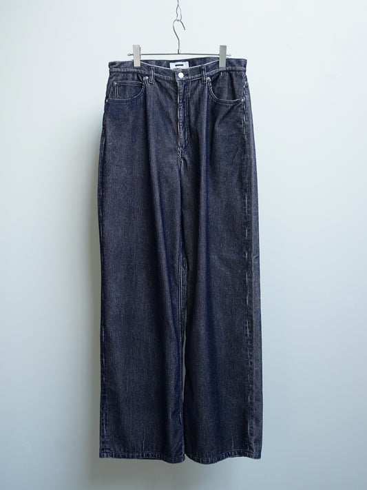 REVERBERATE / Flocky Corduroy Pants - Wide (Light Grey x Navy)