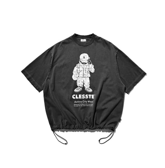 CLESSTE / 'Clesste Boy' Pigment Dyed S/S T-Shirt With Drawstrings (Faded Black)