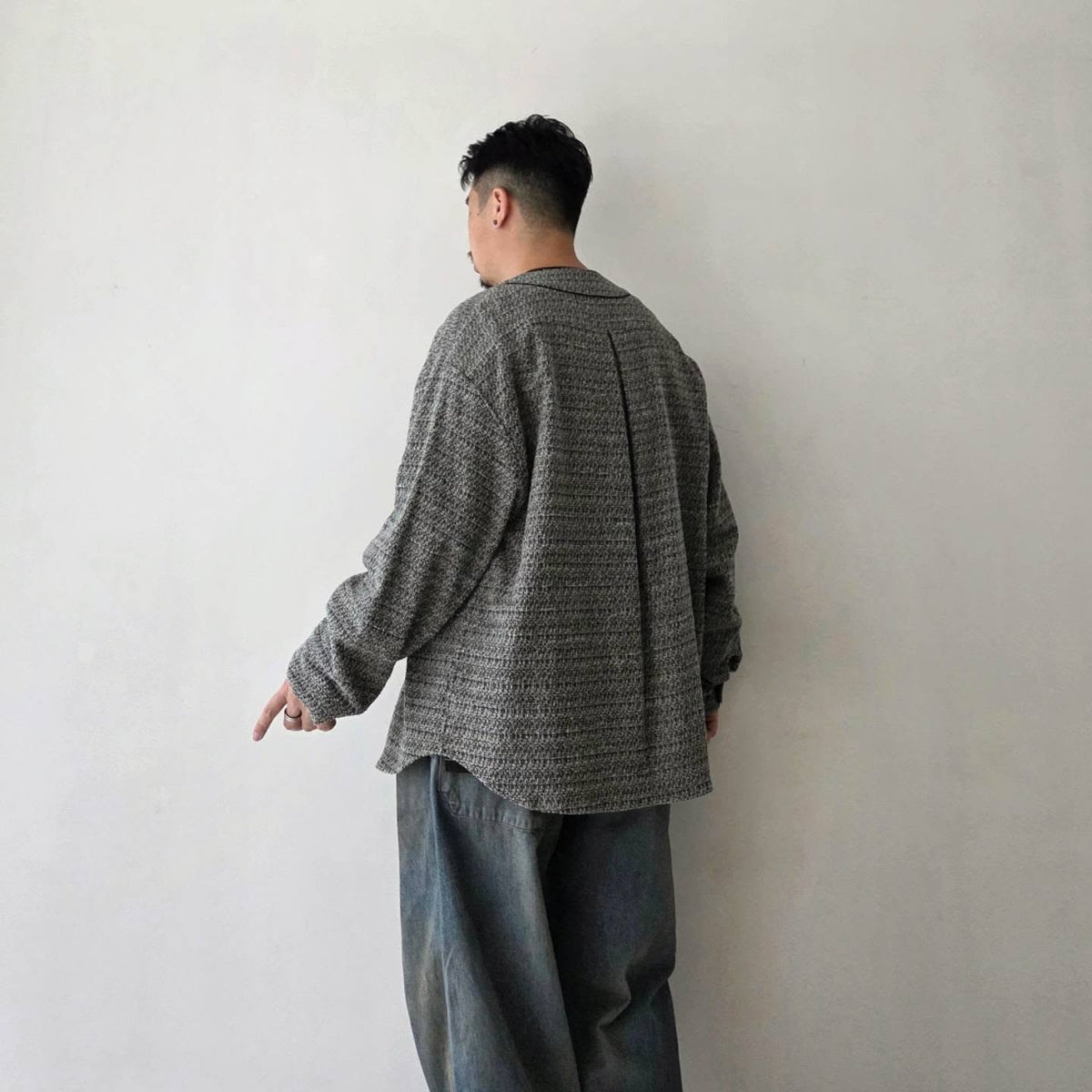 THE JEAN PIERRE / Tweed Baseball Shirt (Grey)