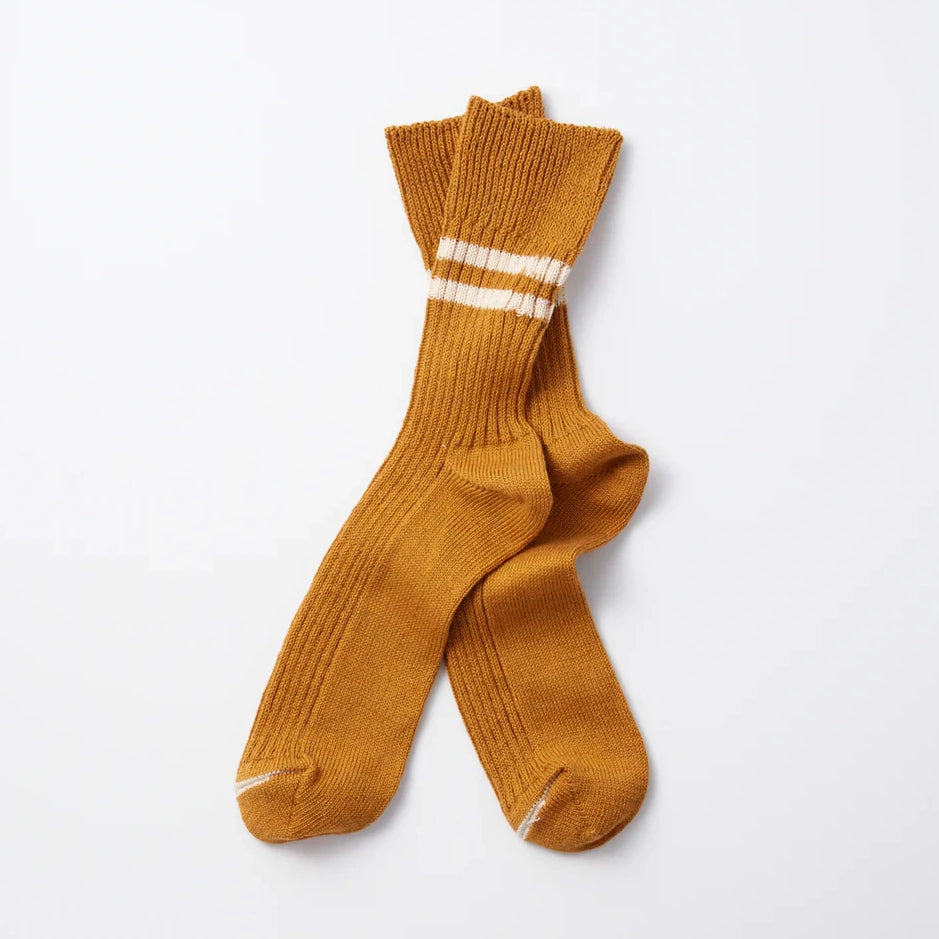 ROTOTO / Hemp Organic Cotton Stripe Socks (Sunset Gold / White Sand)