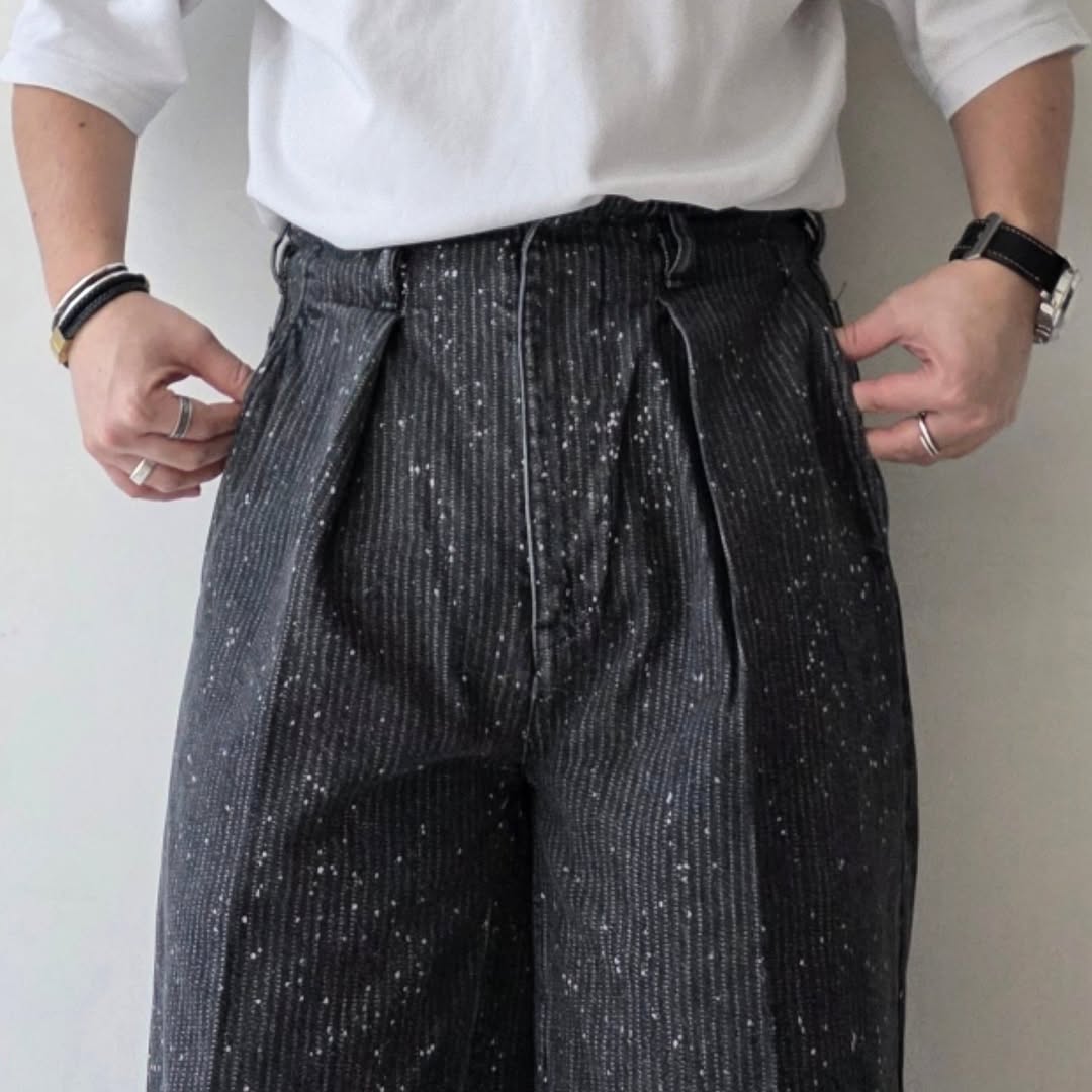 SABY / Tuck Baggy Type 2 - Stripe Denim Splash Vintage Wash – Tree