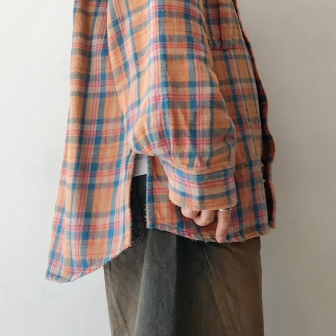 ANCELLM / Nel Check Over Work Shirt (Camel)