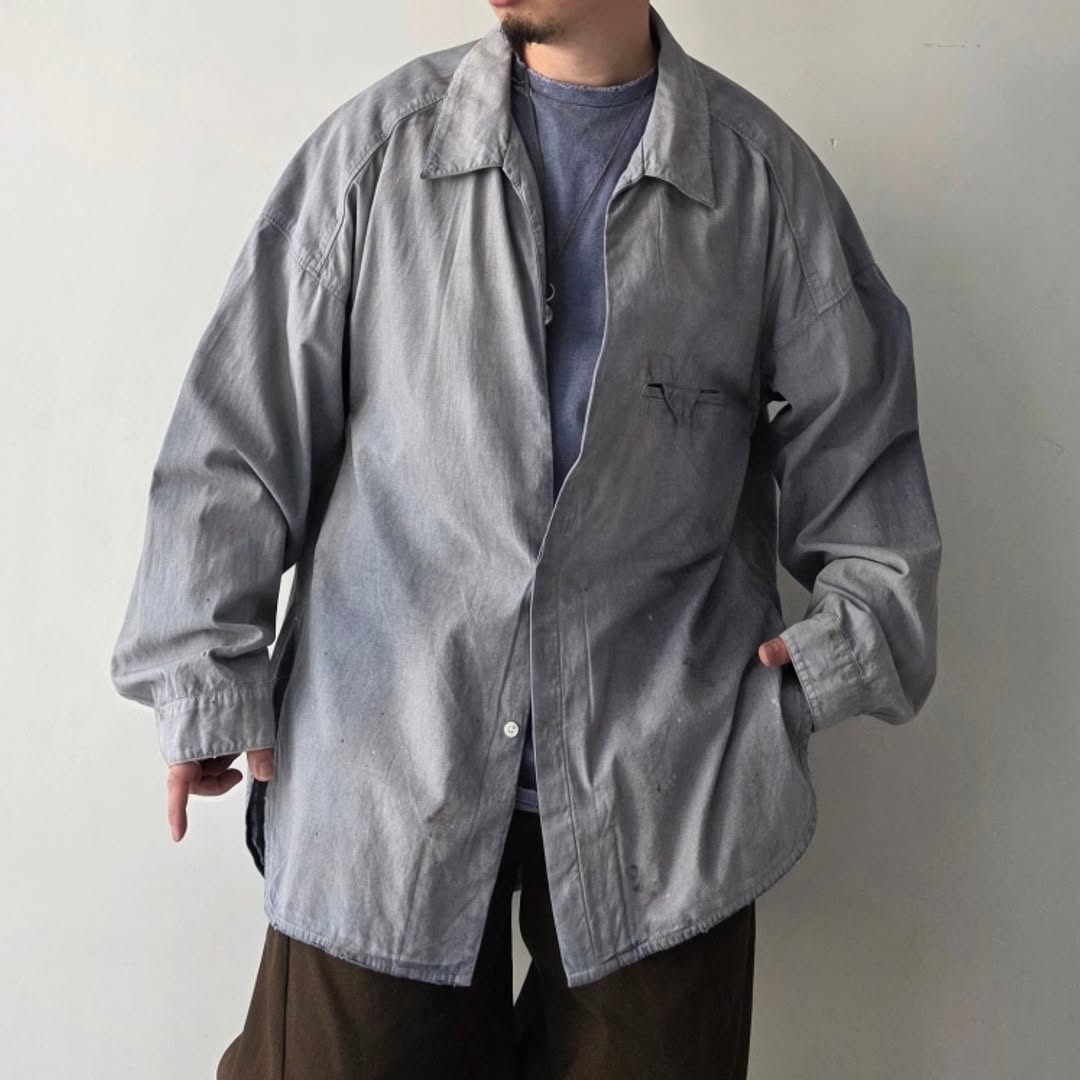 ANCELLM / Aging Chambray Long Shirt
