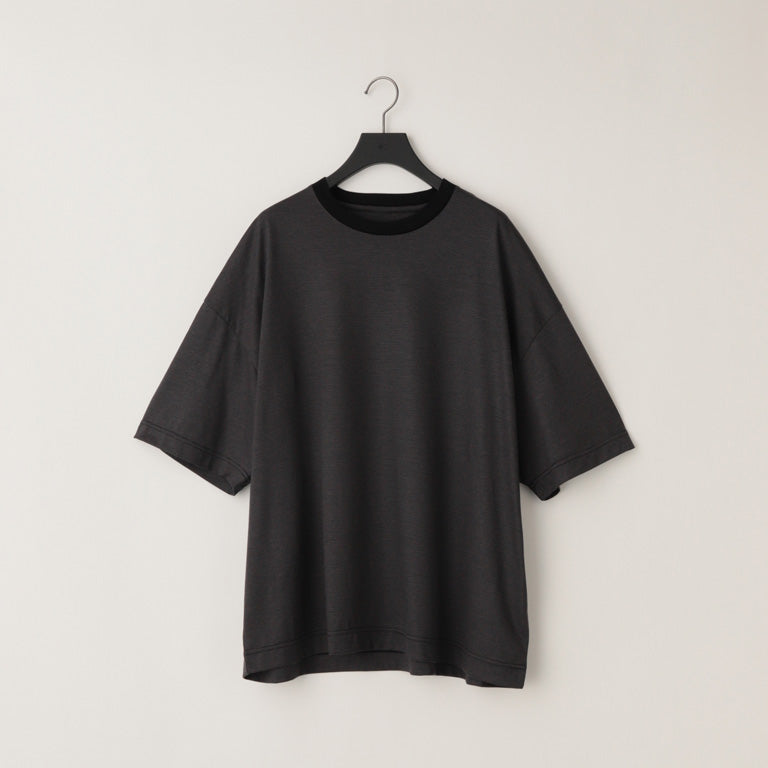 KANEMASA PHIL / 32G Wool Stripe SS Tee (Charcoal)