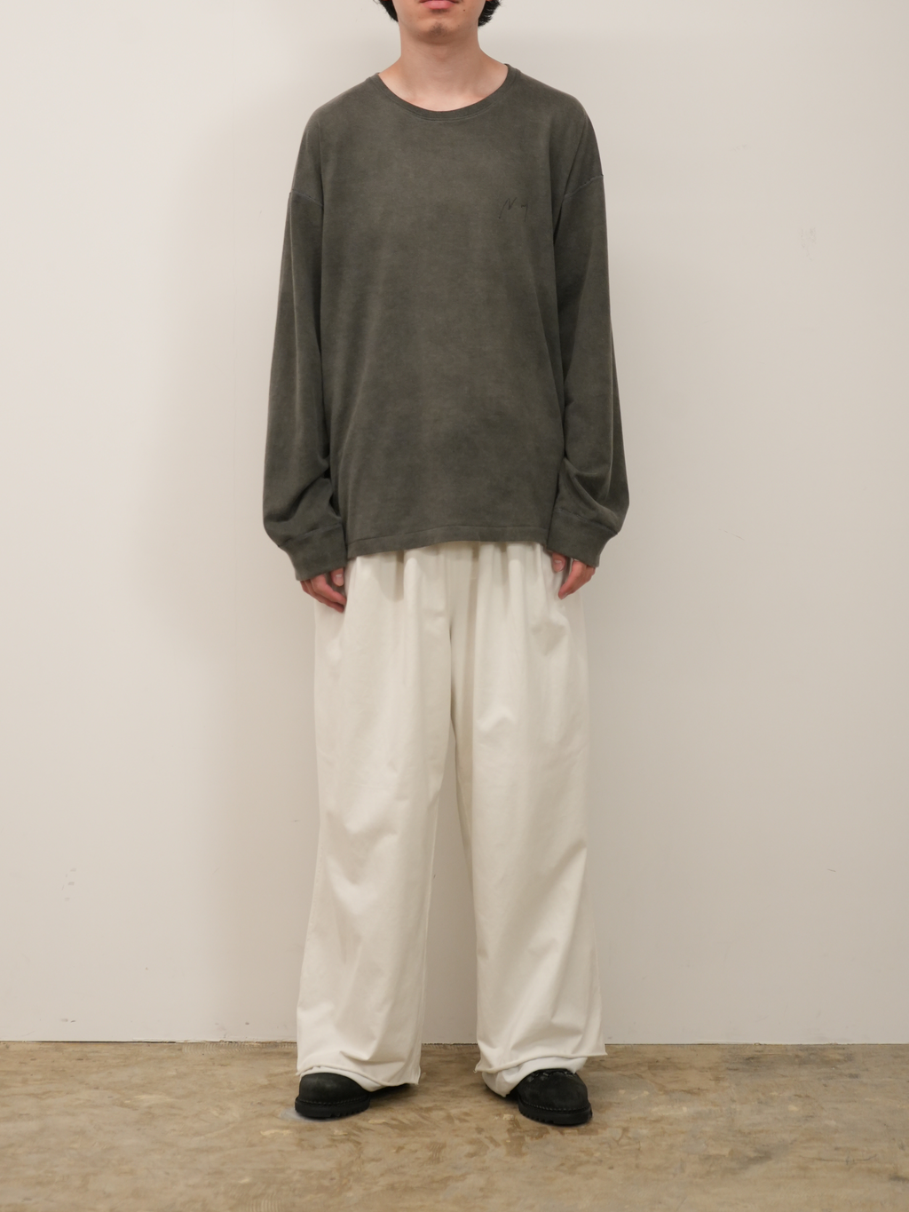 ANCELLM / Drape Wide Easy Cut Slacks (White)