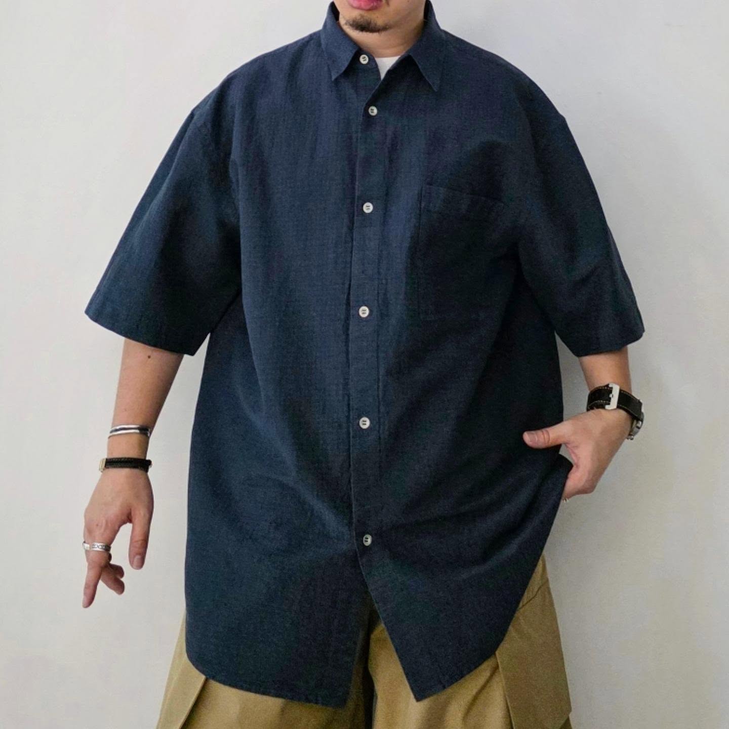 NOMAT / S/S Shirt Silk Cotton Ripstop (Navy)