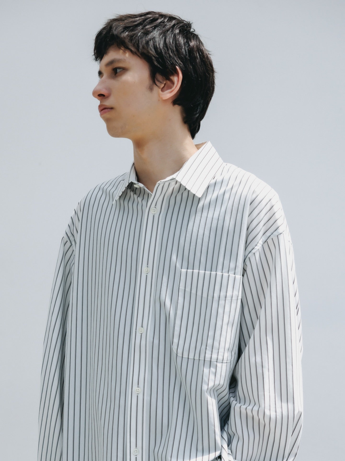CLESSTE / Thick / Thin Stripe 46G Knit Everyday L/S Shirt (White Stripe)