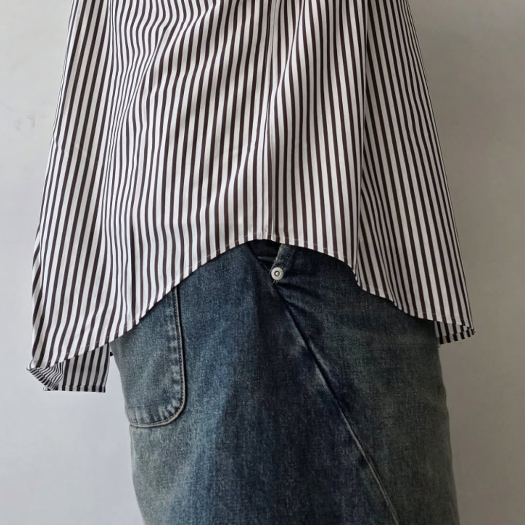 KANEMASA PHIL / 46G Atmosphere Stripe Shirt (Graphite Green)