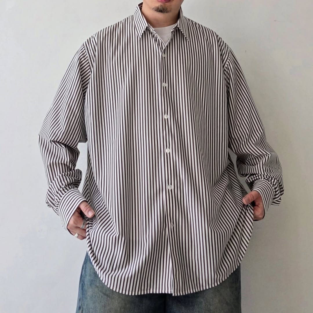 KANEMASA PHIL / 46G Atmosphere Stripe Shirt (Graphite Green)