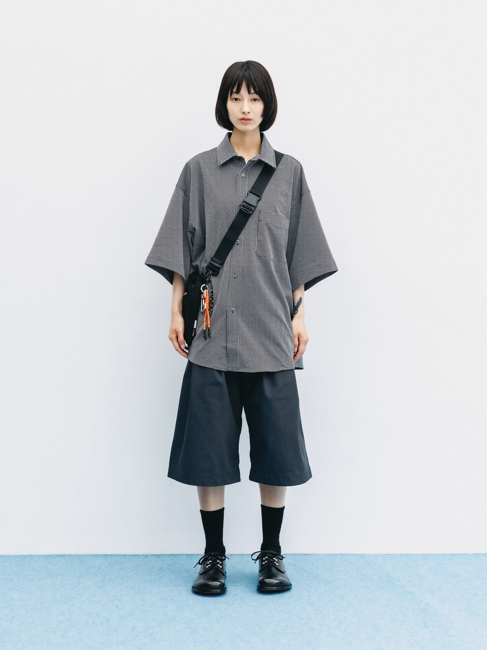 CLESSTE / Mini Grid Check 36G Knit Everyday S/S Shirt (Black x White)