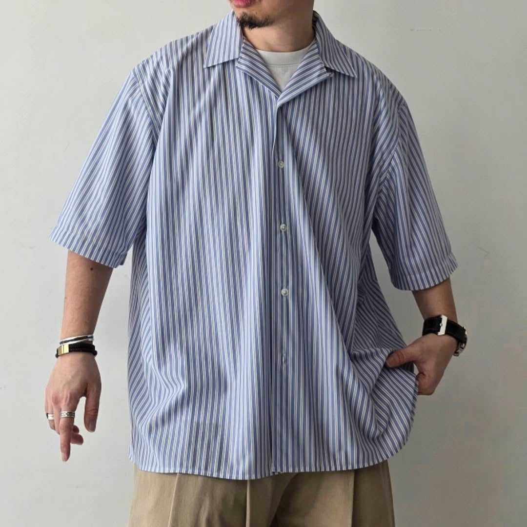 KANEMASA PHIL / 46G Stripe Ether Shirt (Sax Black)