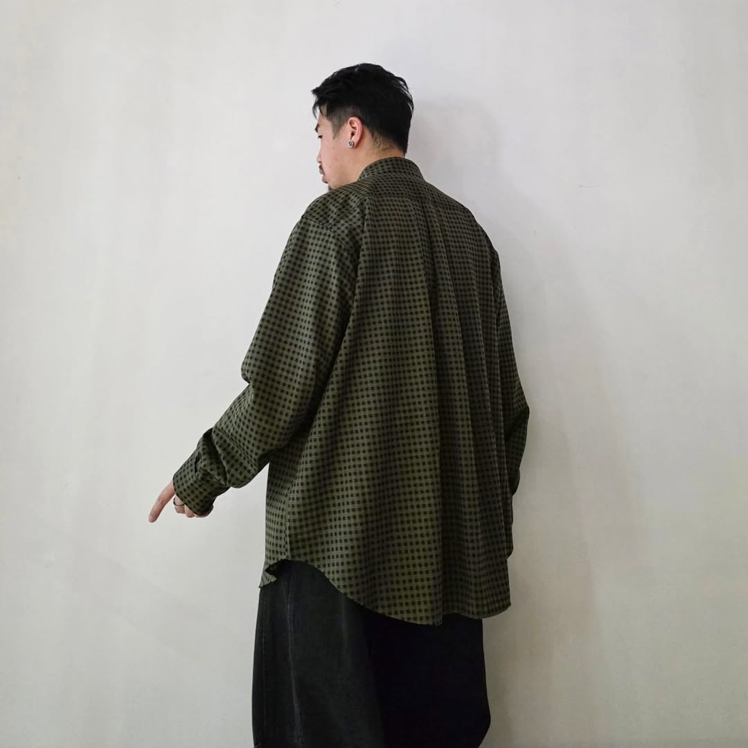 KANEMASA PHIL / 36G Atmosphere Check Shirt (Sterling Green)