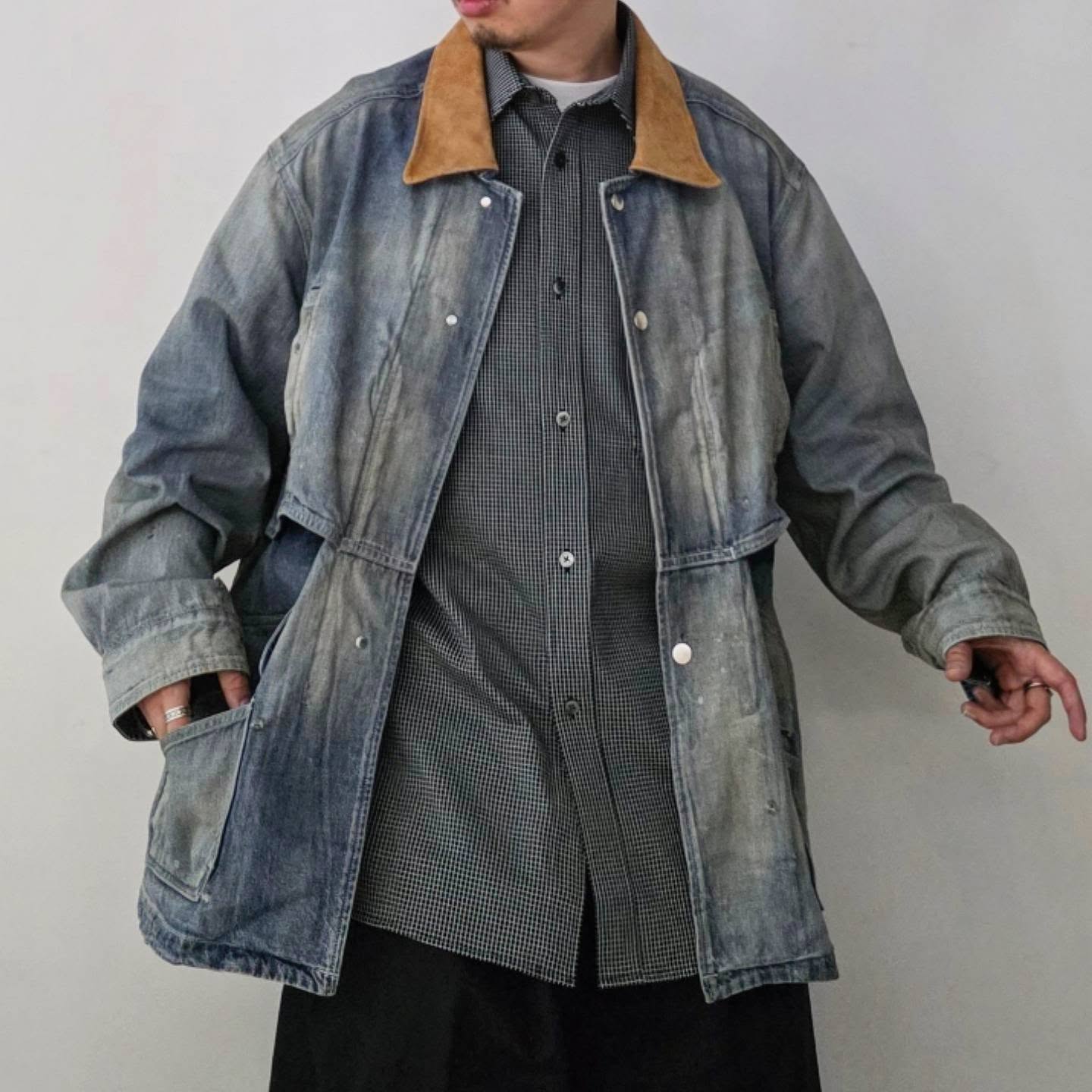 ANCELLM / Aging Denim Half Jacket (Indigo)