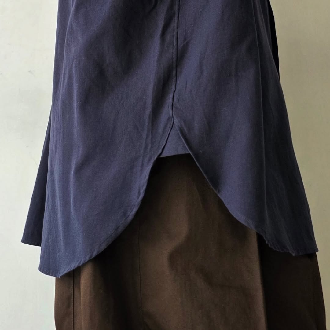 BLANC YM / Soft Oxford Half Shirts (Navy)