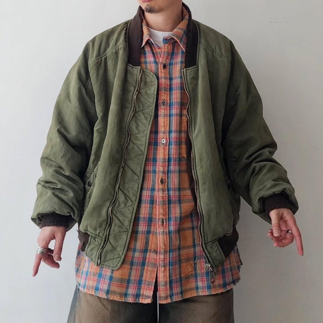 ANCELLM / Faded Bomber Jacket (Khaki)