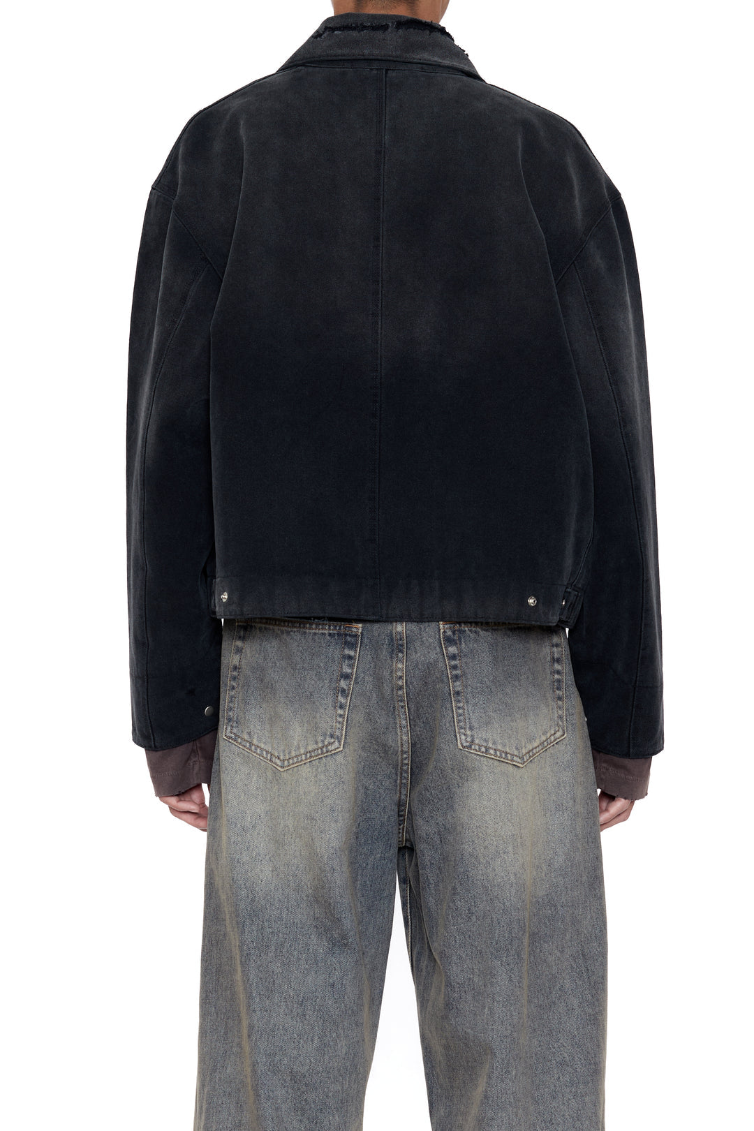 CODA / Faded Black Damage Canvas Crew Jacket
