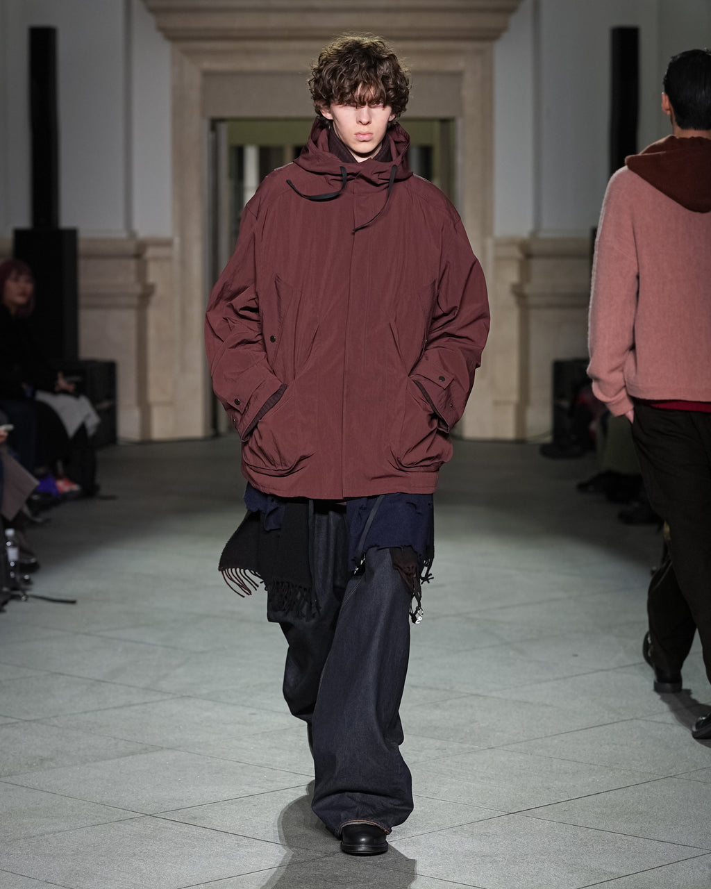 ANCELLM / Wrinkled Nylon Over Hoodie (Marron)