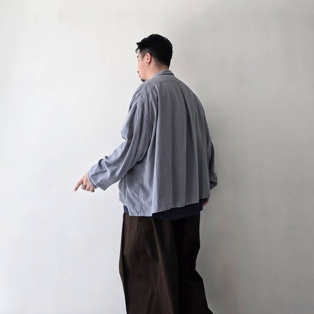 THE JEAN PIERRE / Safari Linen Shirt (Greige Dax)