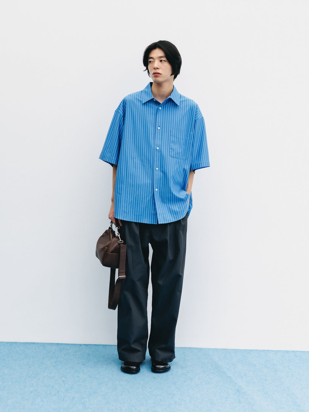 CLESSTE / Thick/Thin Stripe 46G Knit Everyday S/S Shirt (Sax Blue Stripe)