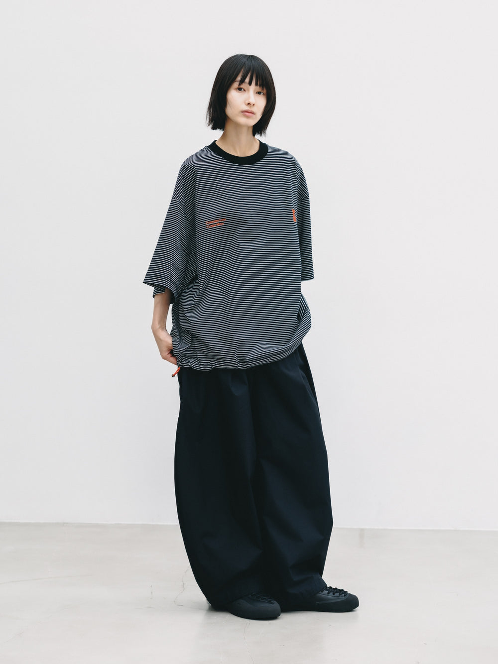 CLESSTE / 'C x Concept' Striped S/S T-Shirt With Drawstrings (Black x White)