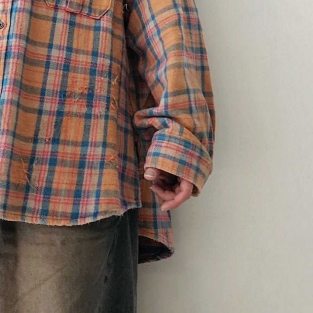 ANCELLM / Nel Check Over Work Shirt (Camel)