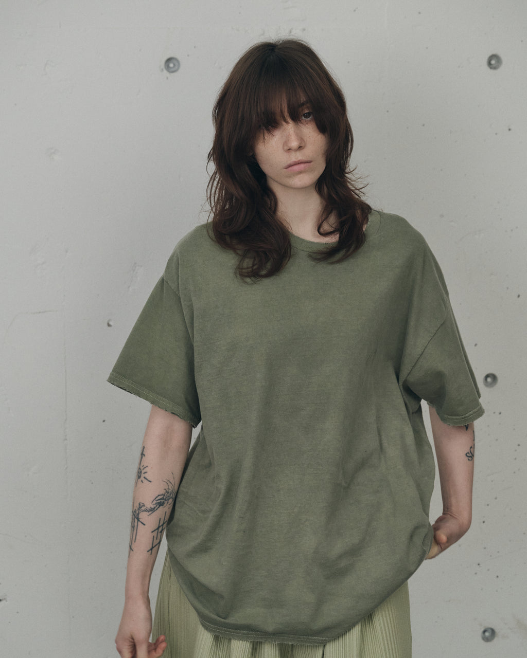 ANCELLM / Embroidery T-Shirt  (Graymint)