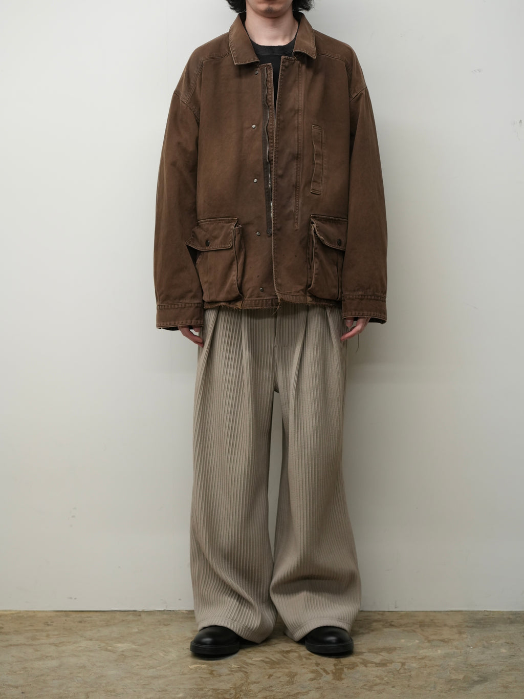 ANCELLM / Highcount Drill Aging Jacket (Brown)