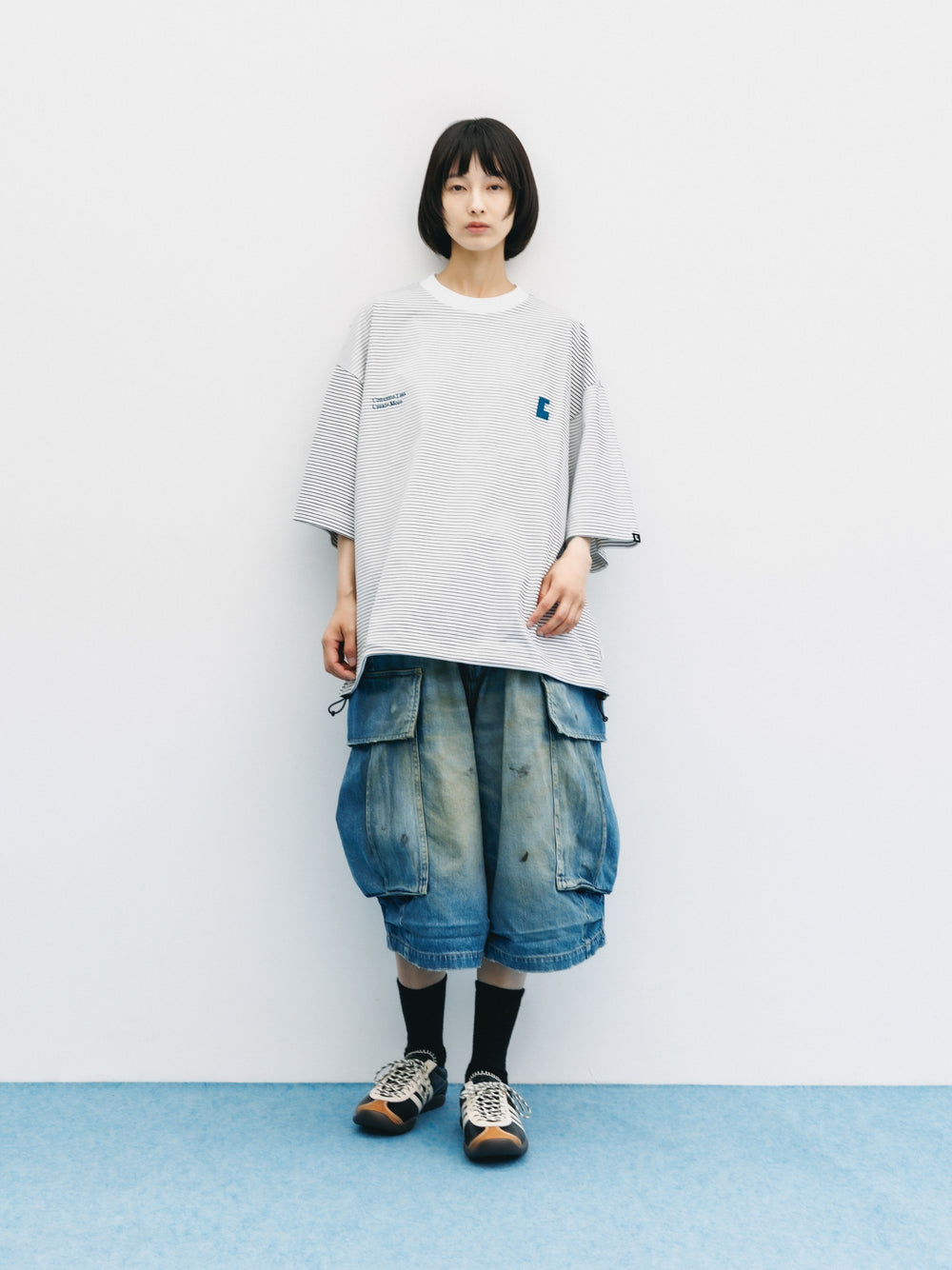 CLESSTE / 'C x Concept' Striped S/S T-Shirt With Drawstrings (White x Black)