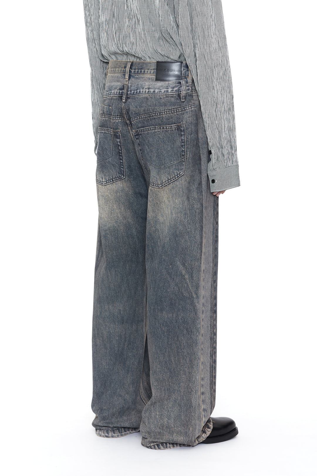 CODA / Grey Acid Wash Dual Exposure Break Cut Flared Jeans