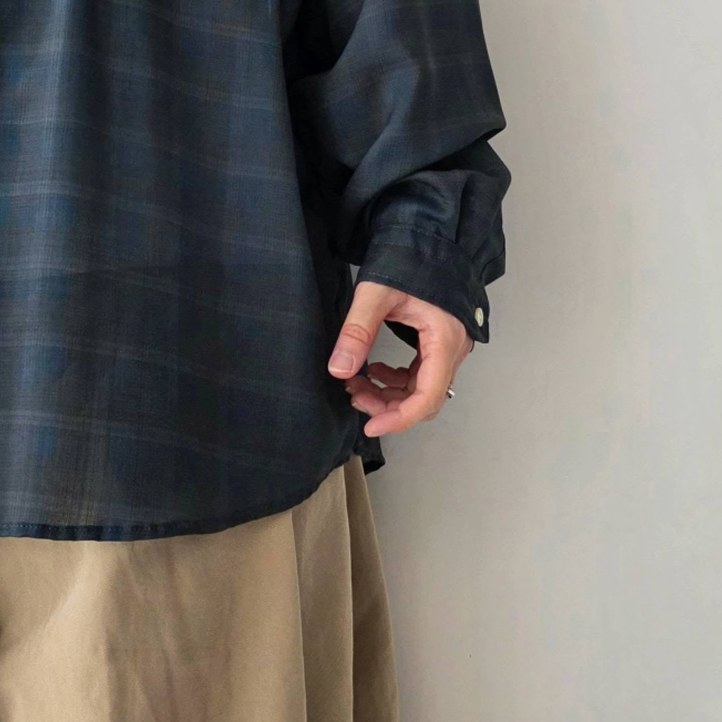 ELEPHANT TRIBAL FABRICS / On The Way Check Shirt (Mid Night)