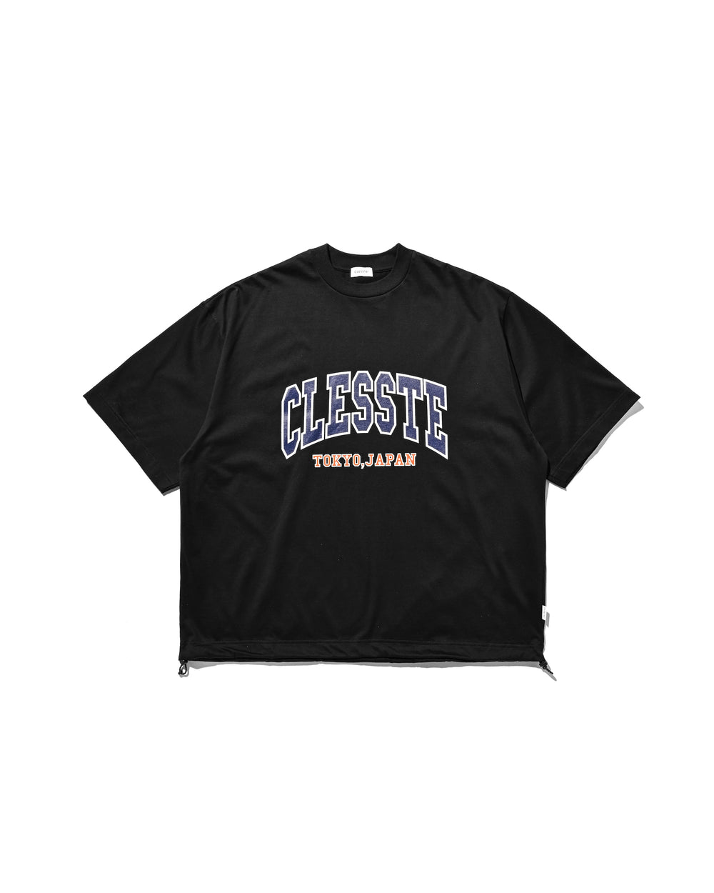 CLESSTE / College Logo Print Massive T-Shirt With Drawstrings (Black)