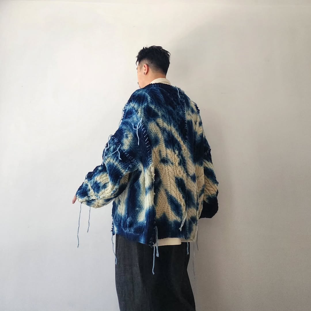 DISCOVERED / Tie Dye Fisherman Wide Knit (A) (Night)