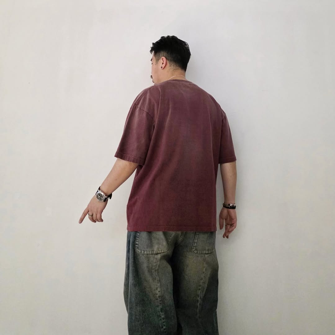 THE JEAN PIERRE / Signature Pigmentdye Grunge Destroy SS Tee (Bordeaux)