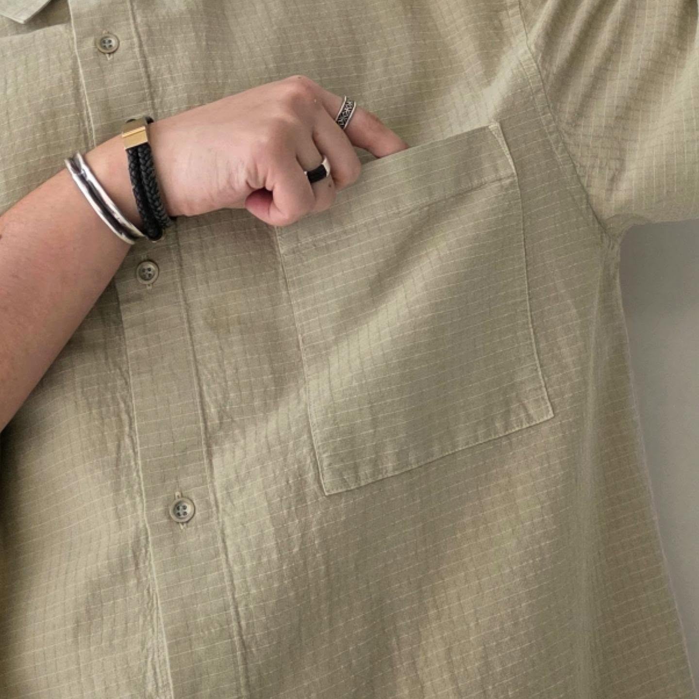 NOMAT / S/S Shirt Silk Cotton Ripstop (Mistgreen)