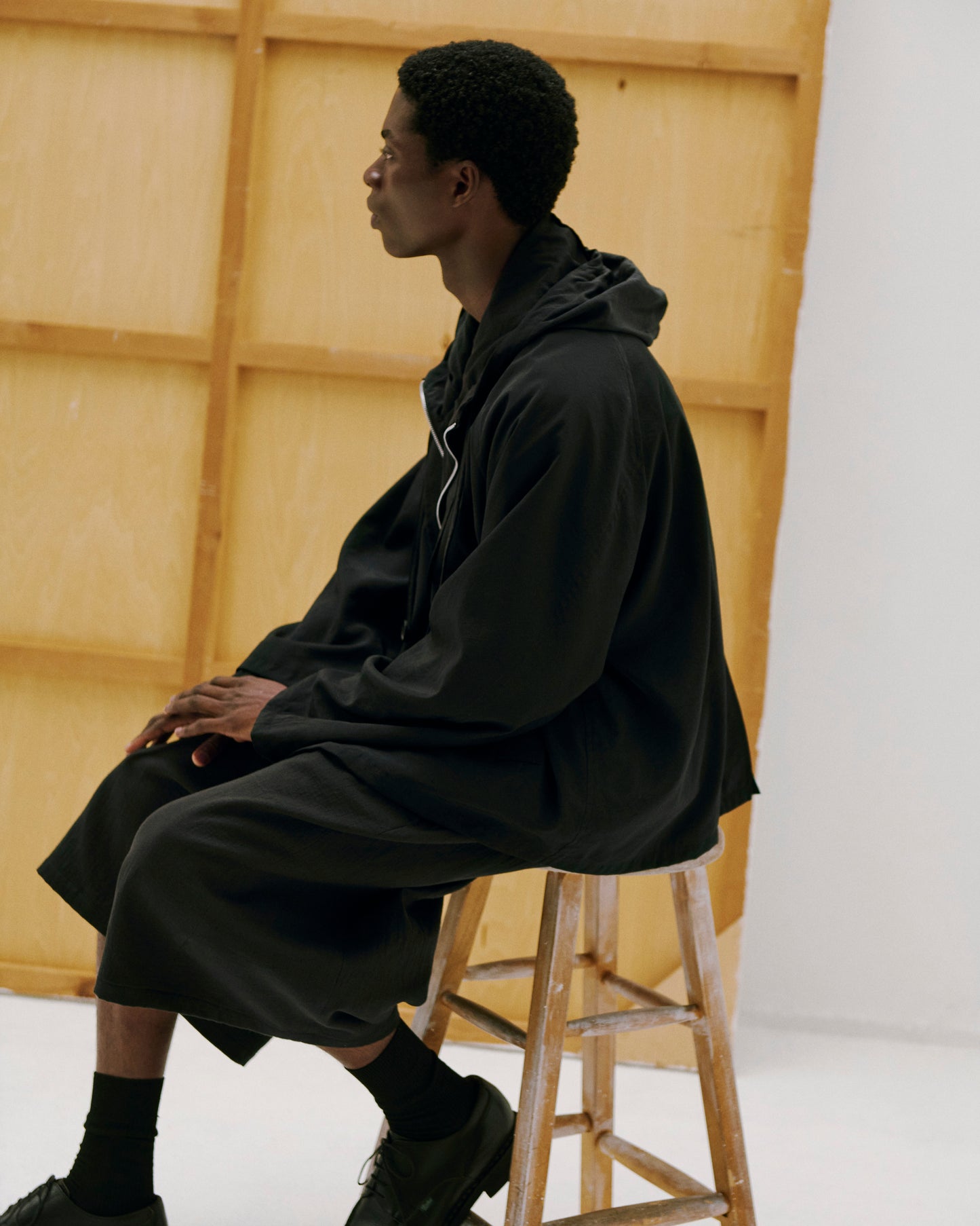 BLANC YM / Salt Shrink Cupro Snow Parka (Black)