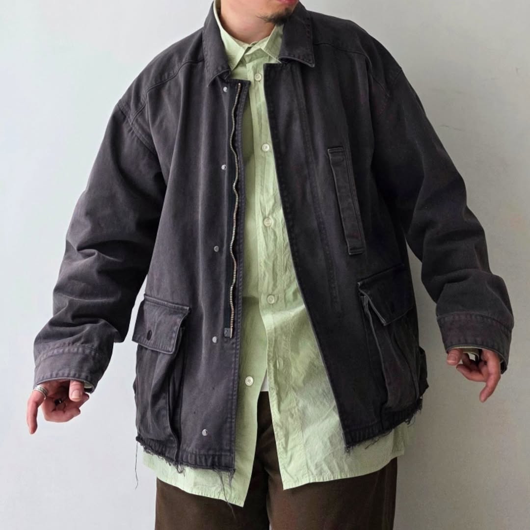 ANCELLM / Highcount Drill Aging Jacket (Black)