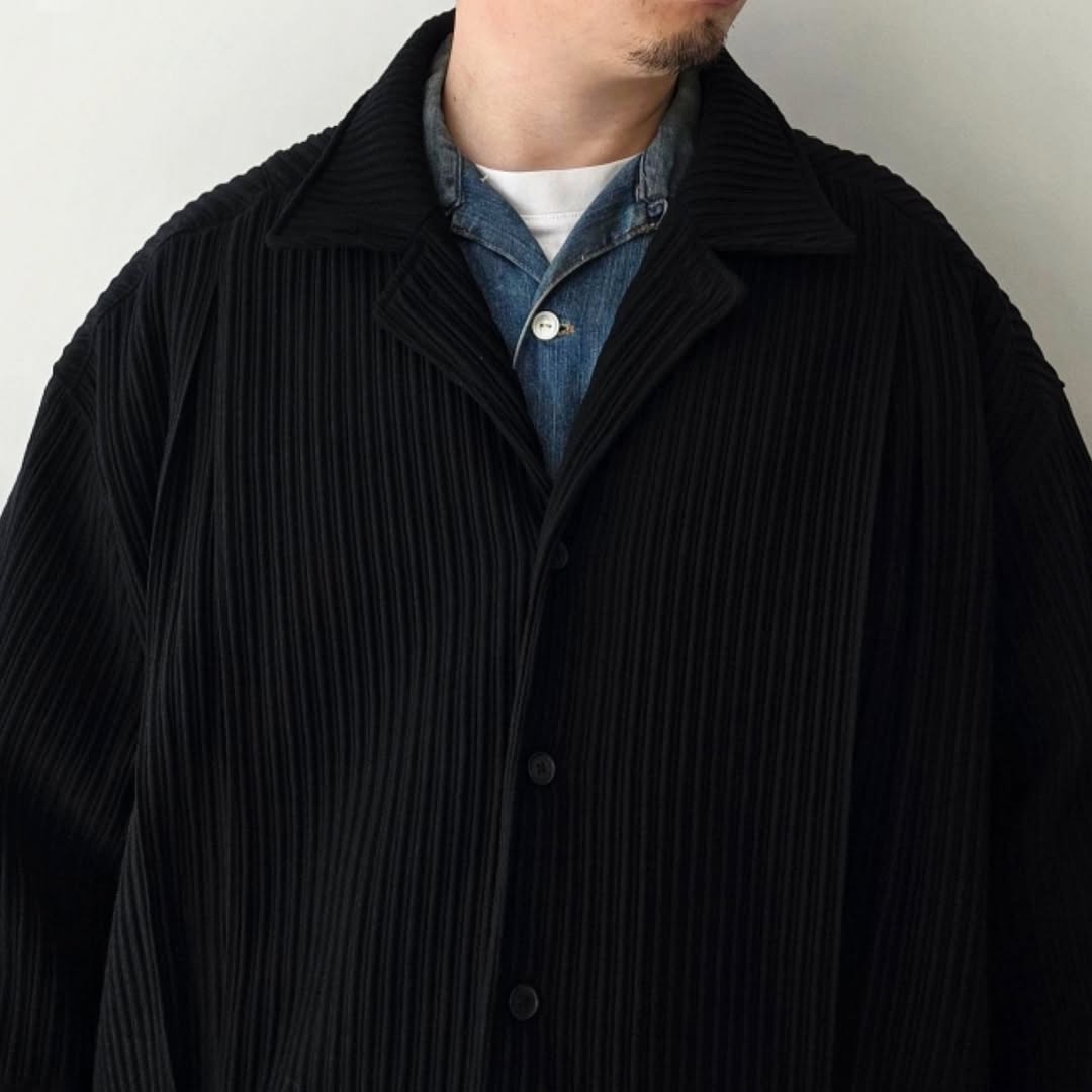 ANCELLM / Wrinkled Stripe Shirt (Black)