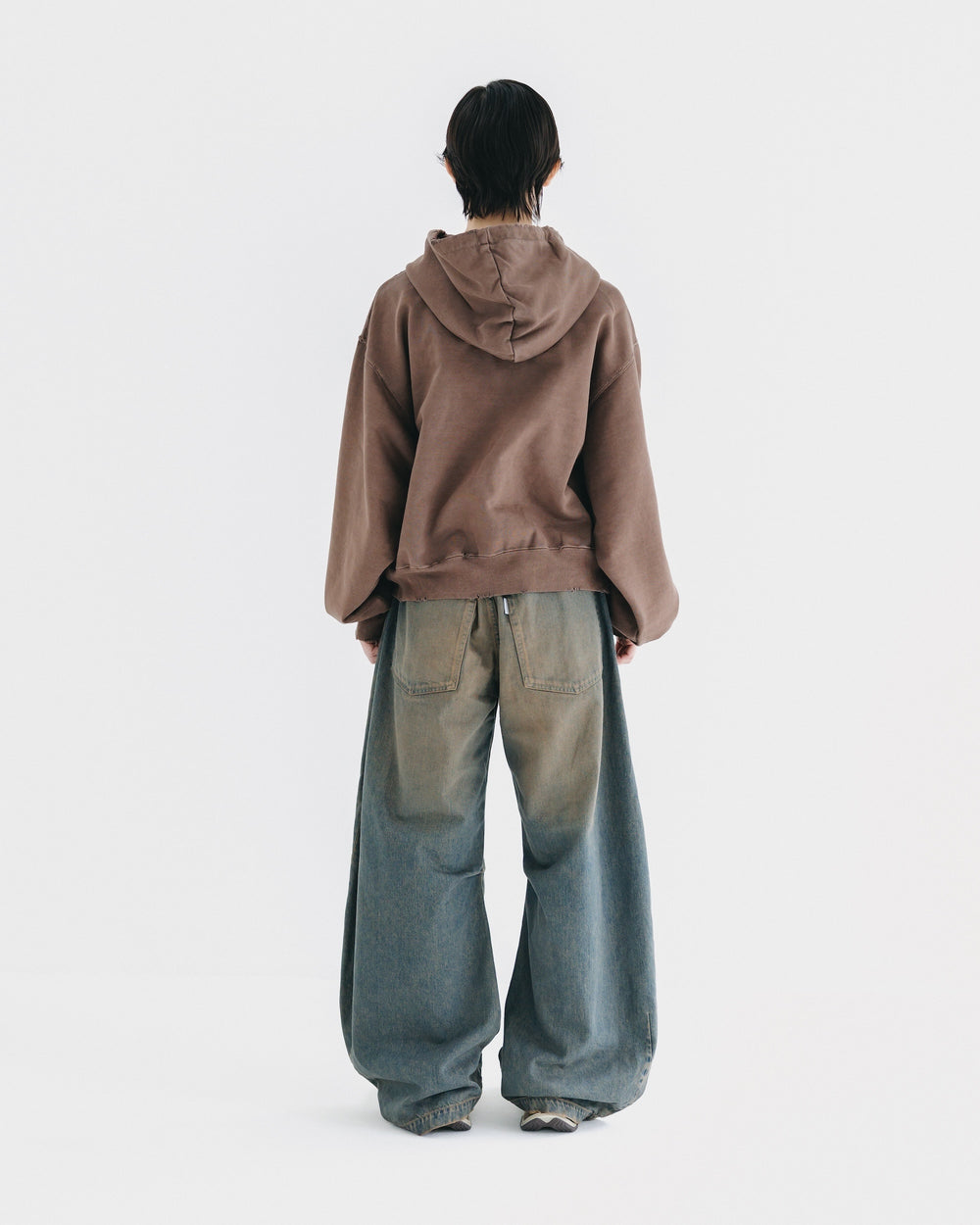 CLESSTE / Vintage Dyed Selvedge Denim Barrel Leg Pants (Vintage Brown)