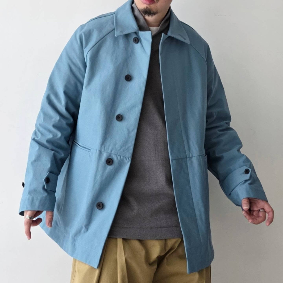 KANEMASA PHIL / 36G ECONYL Half Coat (Blue Gray)