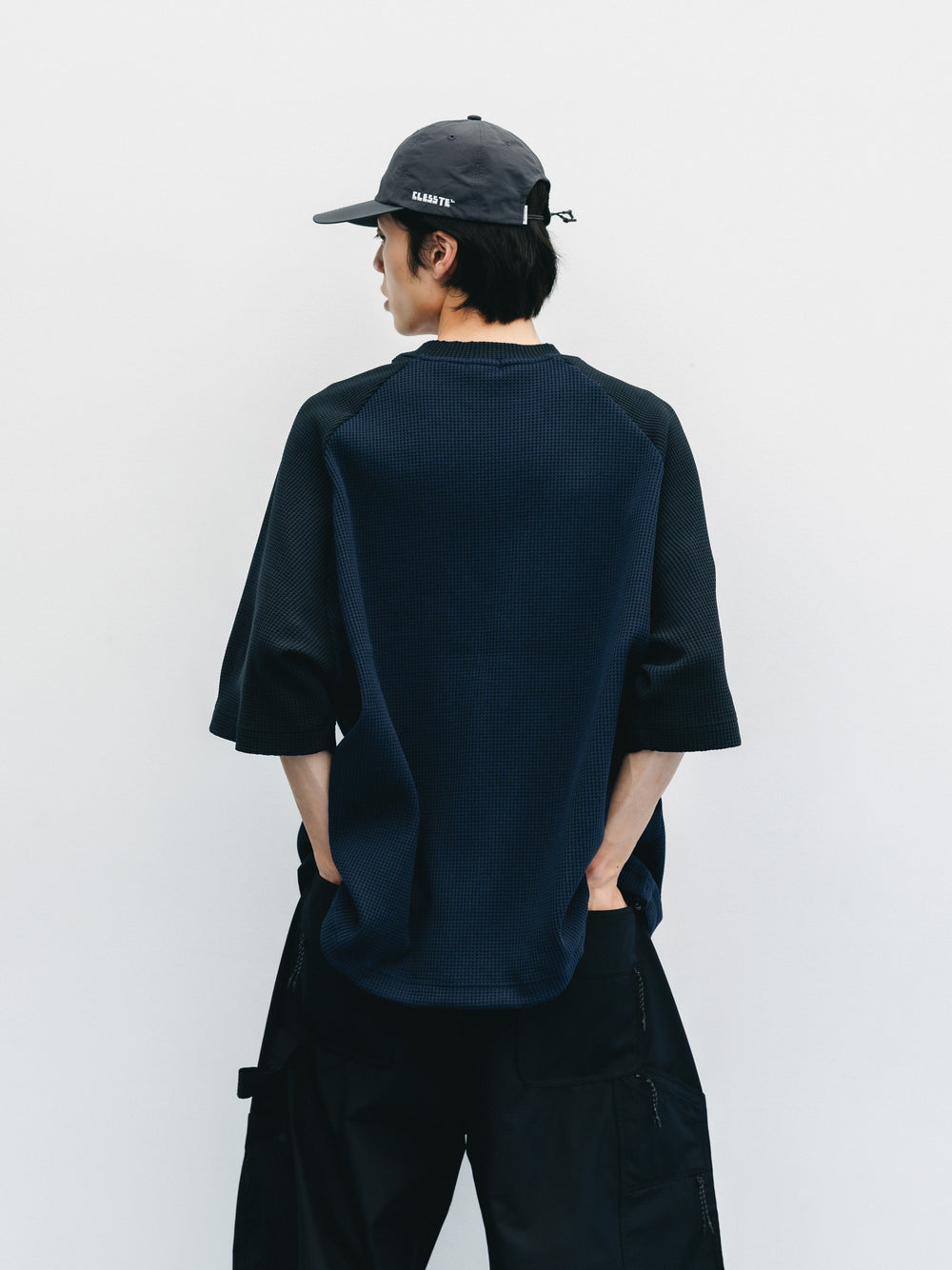 CLESSTE / City Light Thermal Raglan S/S T-Shirt With Drawstrings (Navy x Black)